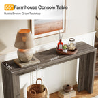55-Inch Farmhouse Console Table with Storage, Narrow Wooden Entryway Sofa Table