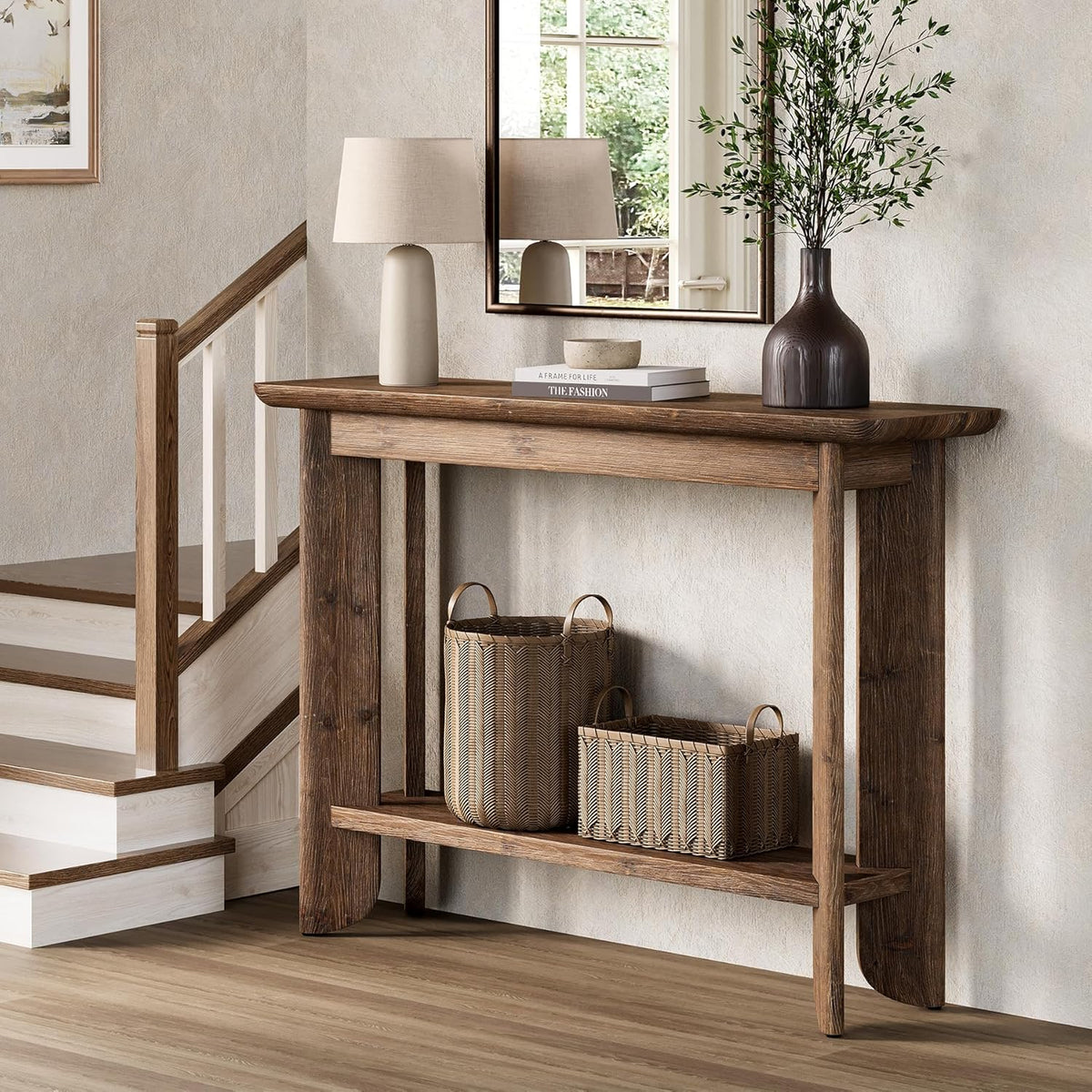Farmhouse Console Table 41.34 Inch, Narrow Sofa Table with Storage for Living Room Hallway and Entry