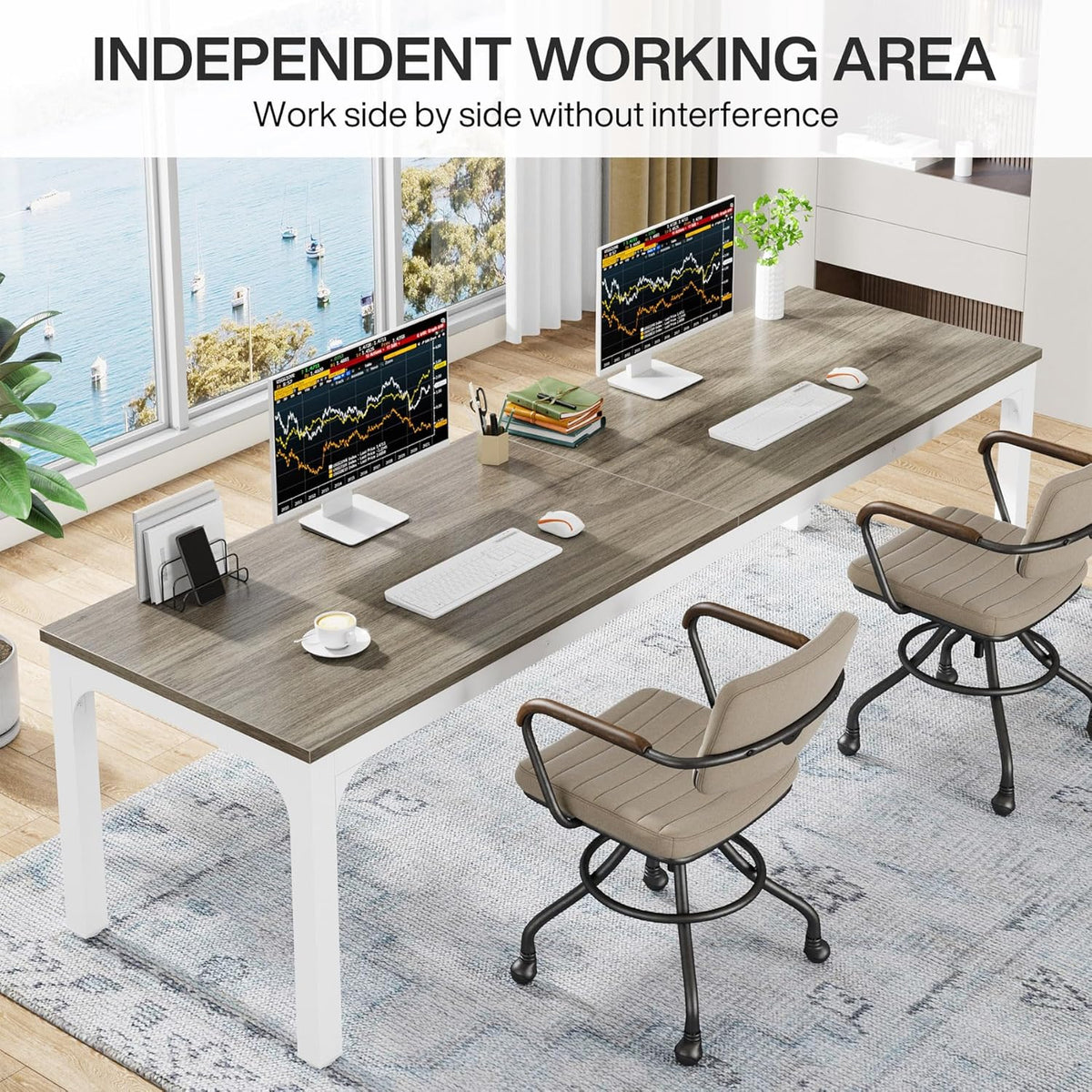 Rectangle Executive Desk, 78.7" Computer Desk 6FT Conference Table