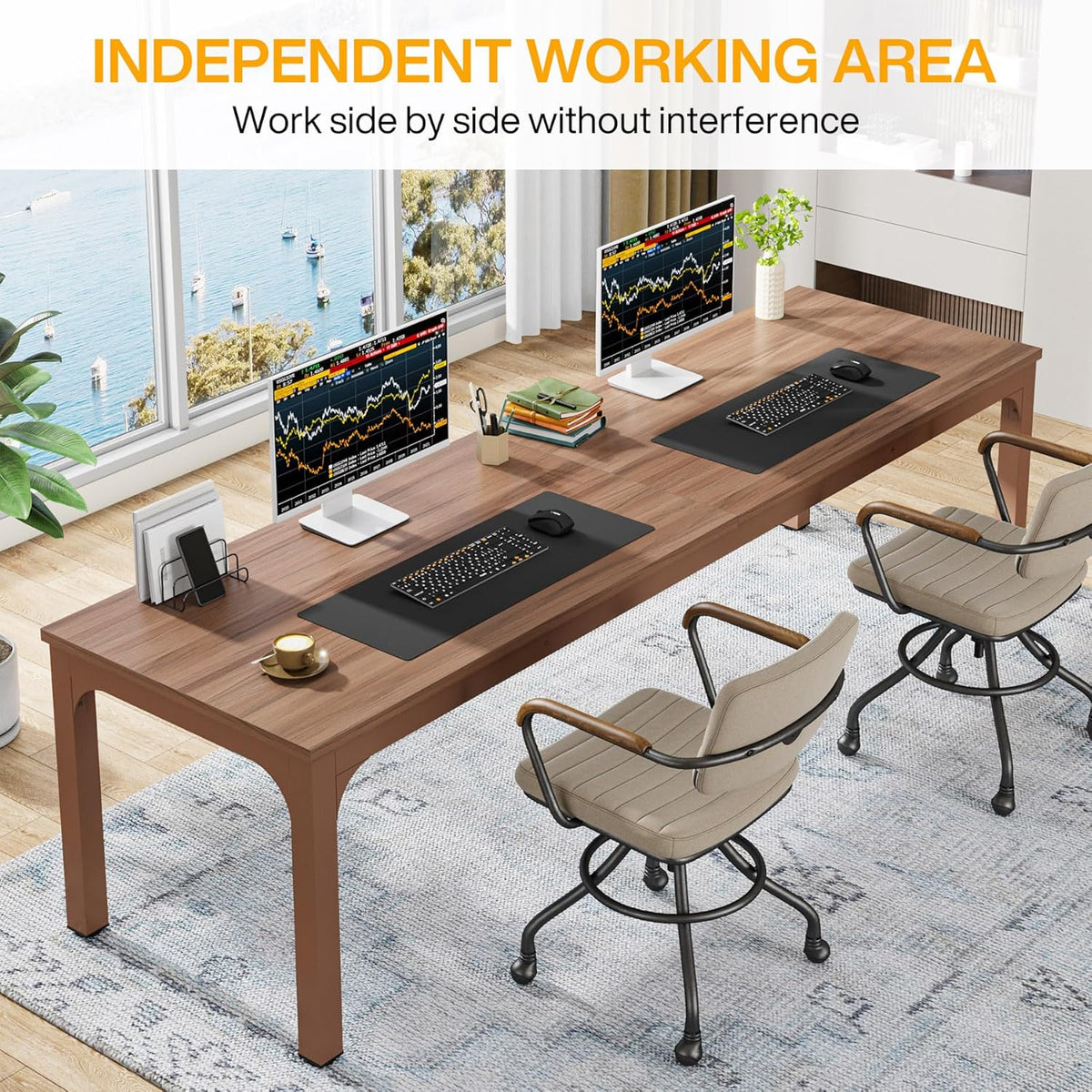 Rectangle Executive Desk, 78.7" Computer Desk 6FT Conference Table