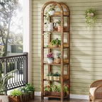 70.87-Inch 6-Tier Narrow Bookshelf with Arched Top, Tall Slim Bookcase
