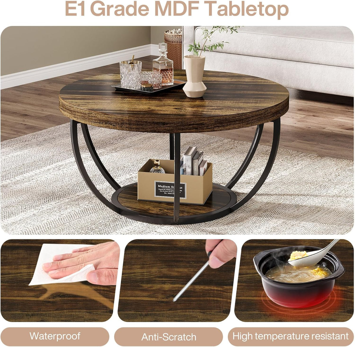 31.7-inch round coffee table
