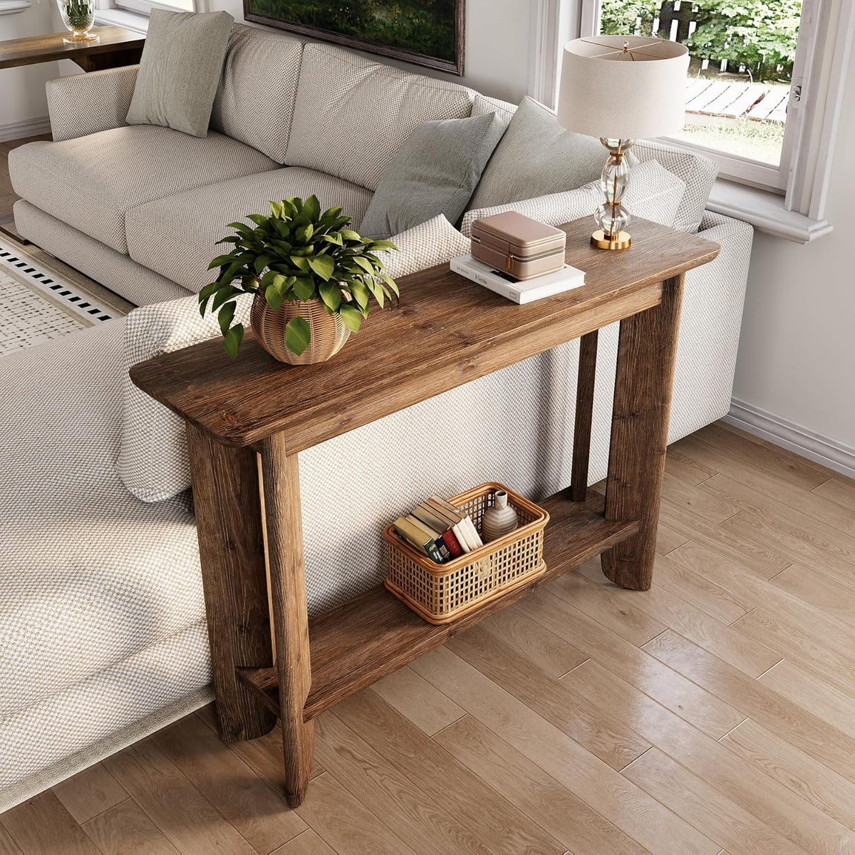 Farmhouse Console Table 41.34 Inch, Narrow Sofa Table with Storage for Living Room Hallway and Entry