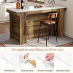 59-Inch Bar Table with Faux Marble Top, Counter Height Table for Kitchen and Bistro