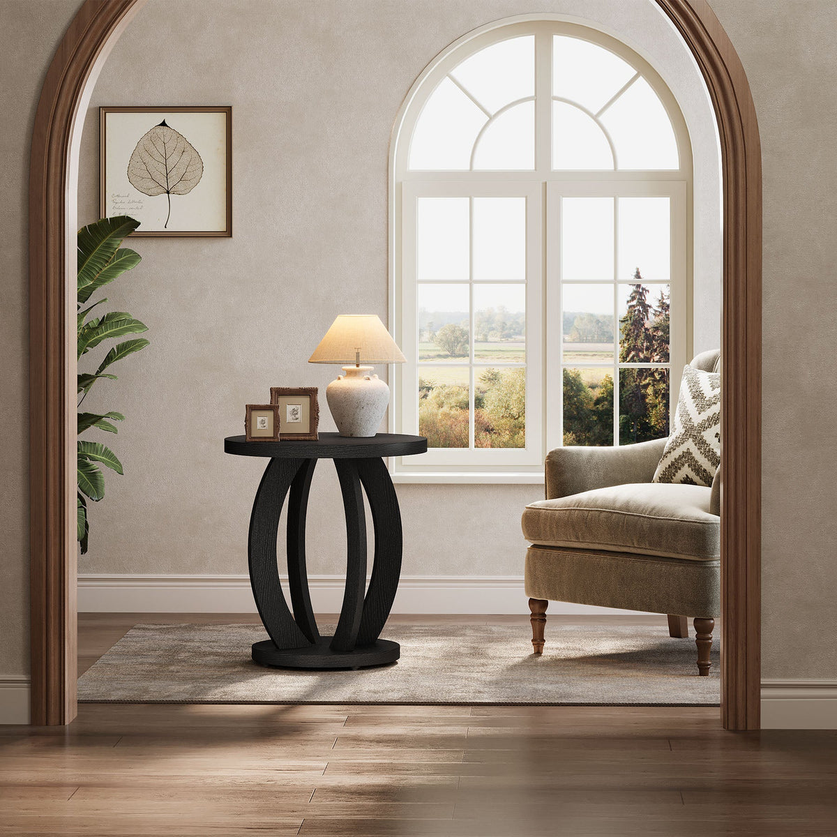 24-inch round farmhouse nightstand