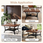 31.5-Inch Square Coffee Table, Upholstered Ottoman with PU Leather Top for Living Room
