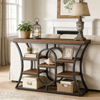 41.3" Sofa Table, Industrial Console Table with Shelves