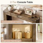 41-Inch Farmhouse Console Table, Narrow Sofa Table with 2-Tier Storage