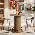 39-Inch Square Bar Table, Wooden Bistro Table with Footrest for Kitchen and Cafe
