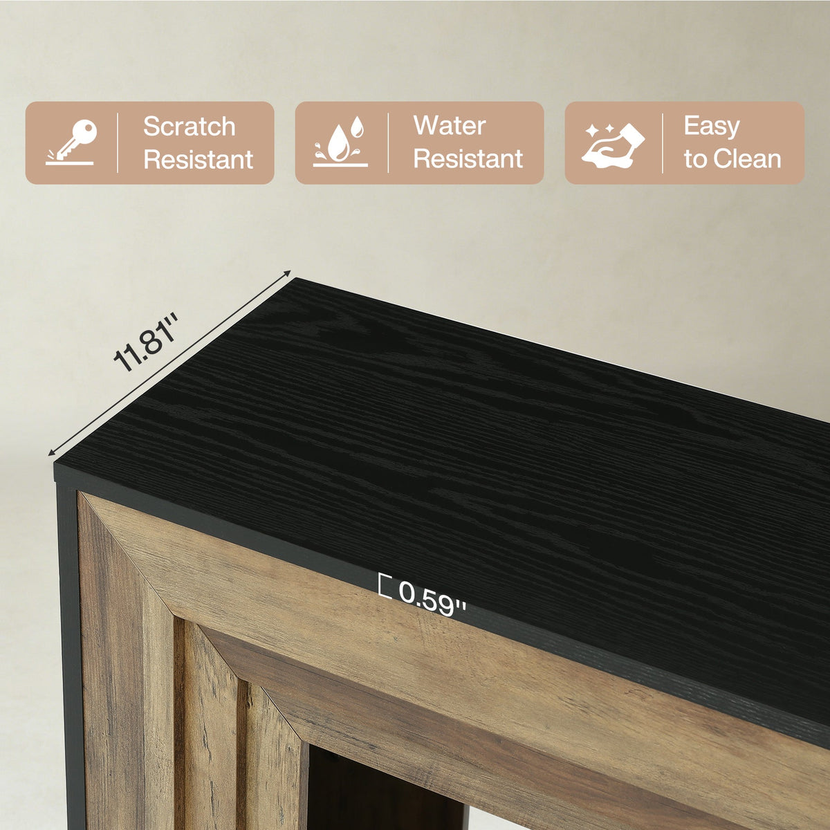 41.3-Inch Console Table with 2-Tier Storage, Farmhouse Hallway Table with Metal Brackets
