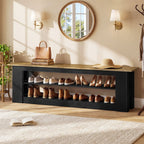 71-Inch Extra Long Shoe Storage Bench with 3-Tier Shelving, Farmhouse Entryway Seating
