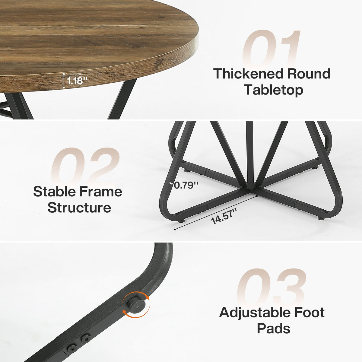 31.5-Inch Round Dining Table with Geometric Metal Base, Small Kitchen Table for 2-3 People
