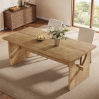 63-Inch Farmhouse Dining Table for 4 to 6 People with Heavy Duty Double Base