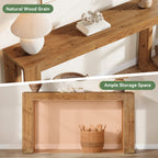 63-Inch Farmhouse Console Table with Reinforced Base, Solid Wood Sofa Table for Entryway Study and Living Room