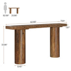 63" Console Table, Long Rustic Sofa Table Bar Table