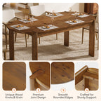 63-Inch Solid Wood Oval Dining Table, Farmhouse Dinner Table with Sturdy Base for 4-6
