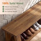 70.9-Inch Solid Wood Dining Bench with Storage Shelf, Farmhouse Bench for Dining Room