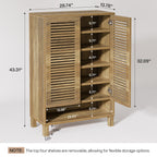 Free-Standing Shoe Cabinet, Narrow Farmhouse Wooden Organizer with 6 Shelves