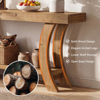 63 Inch Solid Wood Console Table with Shelf, Arched Farmhouse Entryway and Sofa Table