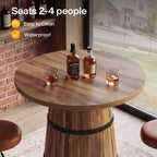 31.5-Inch Round Bar Table with Barrel Base, Farmhouse Pub Table for Kitchen and Home Bar