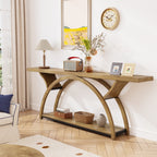 70.87-Inch Rustic Console Table with Storage Shelf, Narrow Sofa Table for Entryway and Hallway