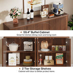 59.4-Inch Modern Buffet Cabinet with Doors and 4-Tier Inner Shelves, Sideboard Storage Cabinet for Living Room Kitchen and Dining Room