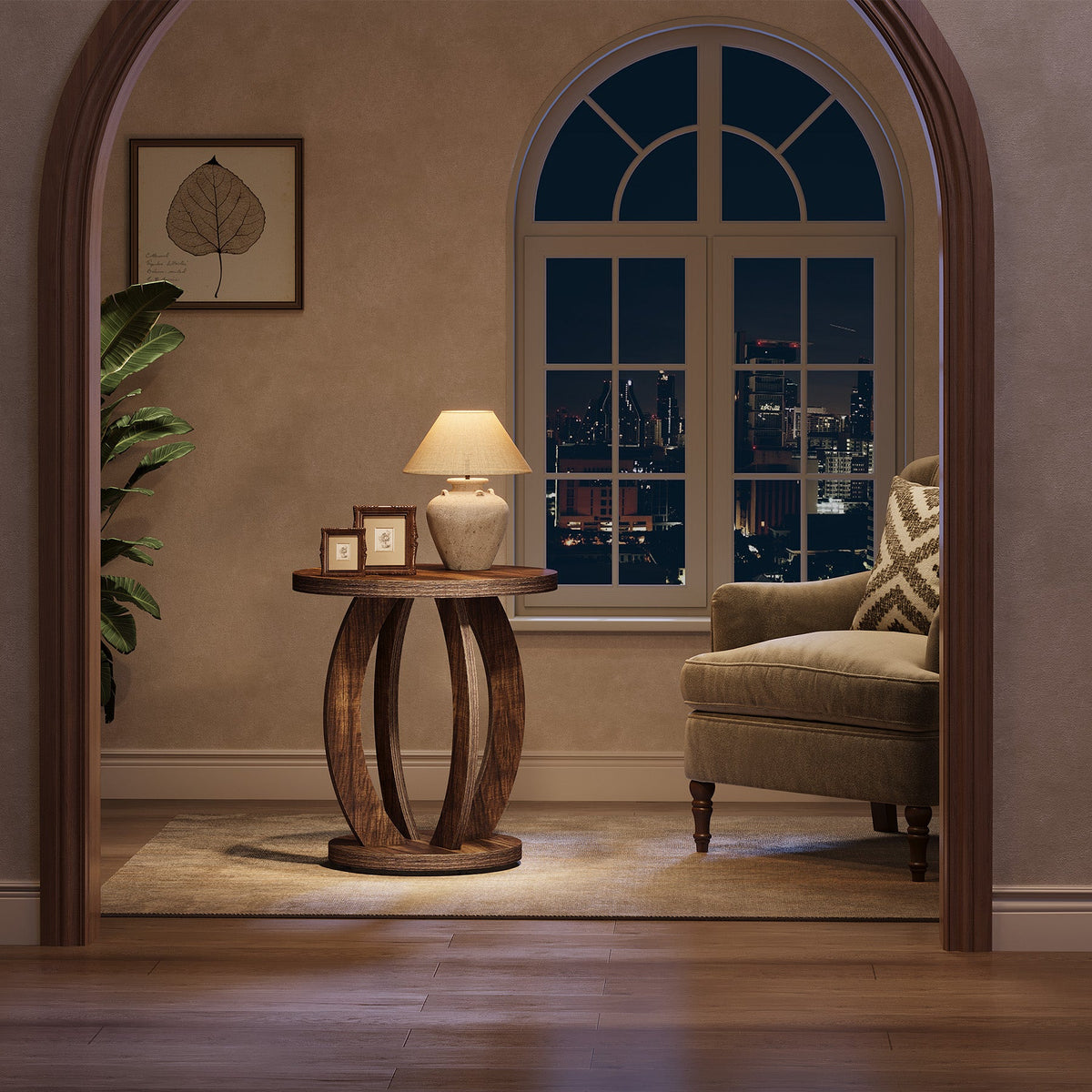 24-inch round farmhouse nightstand