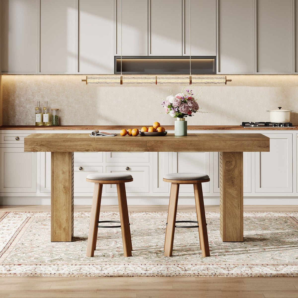 70.9 Inch Extra Long Bar Table for 4-6, Counter Height Pub Table for Kitchen and Home Bar