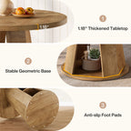 31.5-Inch Round Dining Table for 2-4, Space-Saving Farmhouse Kitchen Table with 2-Tier Storage Shelf for Small Spaces