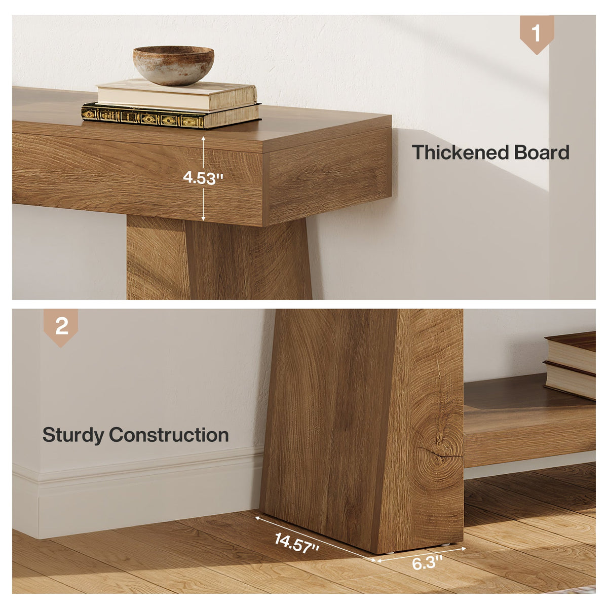 63-Inch Farmhouse TV Stand with 2-Tier Storage, Media Console for Living Room or Bedroom