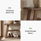 62.99 Inch Solid Wood Console Table with 3-Tier Shelves, Farmhouse Hallway Table