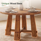 39.4 Inch Solid Wood Round Dining Table with Cross Base, Farmhouse Kitchen Table for 2-4