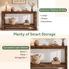 63" Console Table, Solid Wood Farmhouse Sofa Table with 2-Tier Storage