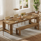 86.6-Inch Dining Table for 6 with Reinforced Base, Long Farmhouse Table for Kitchen