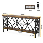 63" Industrial Console Table, Narrow Sofa Table with Storage Shelf