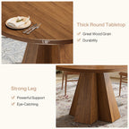 47-Inch Round Dining Table, Sturdy Base with Thickened Top for Kitchen and Dining Room