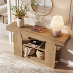 63-Inch Farmhouse Console Table with 3-Tier Storage Shelves, Long Narrow Entryway Table for Living Room and Hallway