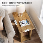 27.6-Inch Wooden Side Table with 2-Tier Shelf, Farmhouse End Table for Small Spaces
