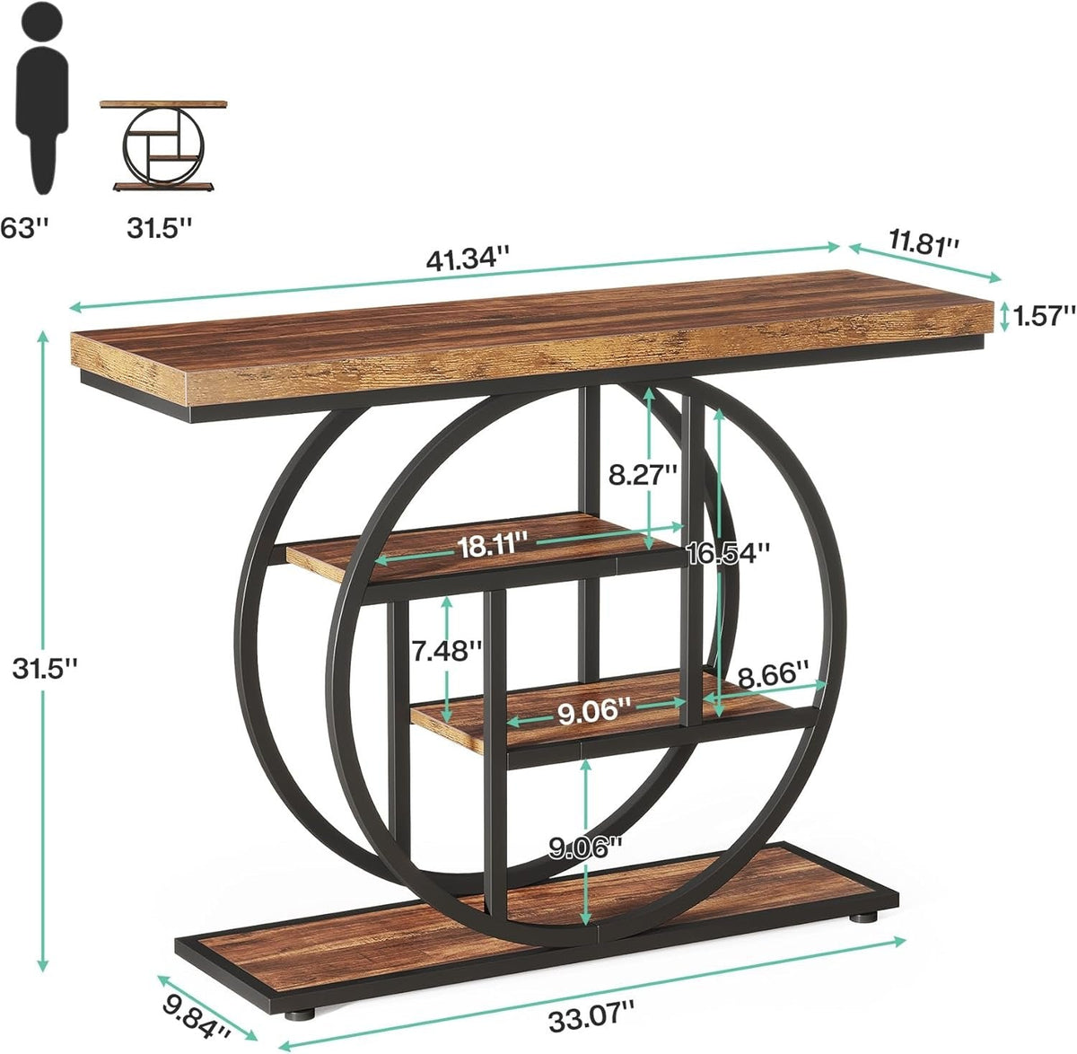 41.3-inch industrial console table