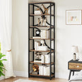 78.74 Inches High 6-Tier Open Shelf for Home Office and Living Room in Brown