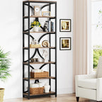 78.74 Inches High 6-Tier Open Shelf for Home Office and Living Room in Brown