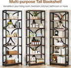 78.74 Inches High 6-Tier Open Shelf for Home Office and Living Room in Brown