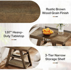 23.62-Inch Farmhouse End Table with 3-Tier Storage Shelves, Narrow Sofa Side Table for Living Room