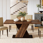 55" Rustic Farmhouse Dining Table, Space-Saving Wood Table for 4