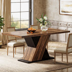 55" Rustic Farmhouse Dining Table, Space-Saving Wood Table for 4