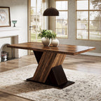 55" Rustic Farmhouse Dining Table, Space-Saving Wood Table for 4