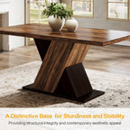 55" Rustic Farmhouse Dining Table, Space-Saving Wood Table for 4