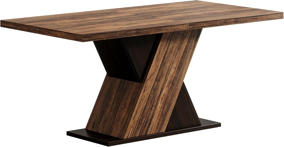 55" Rustic Farmhouse Dining Table, Space-Saving Wood Table for 4