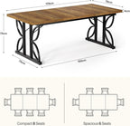 71 x 31.5 Inch Industrial Rectangular Dining Table, Kitchen Table with Metal Base in Brown