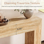 63" Narrow Sofa Console with Faux Travertine Finish